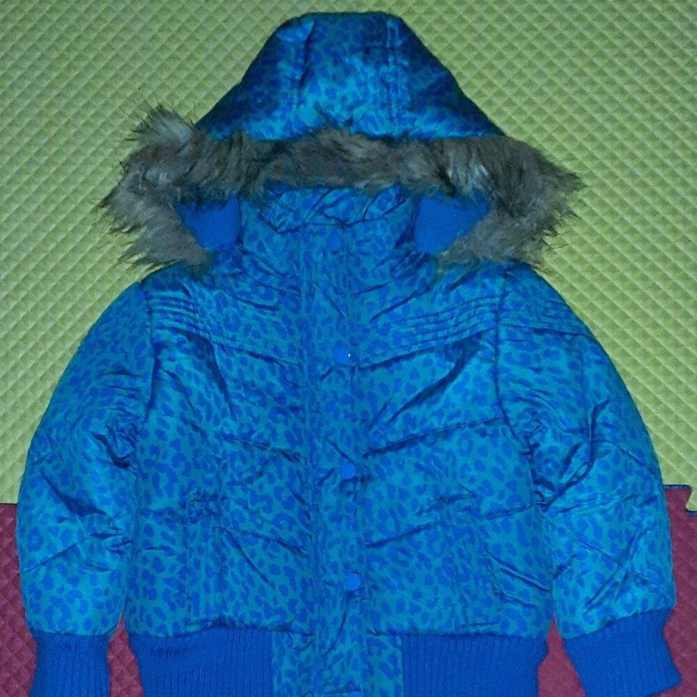 New "Dollhouse" Removable Hood Fleece Lined Leopard Pattern Puffer Jacket